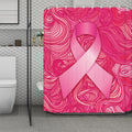 Breast Cancer Awareness Ribbon Print Polyester Shower Curtain