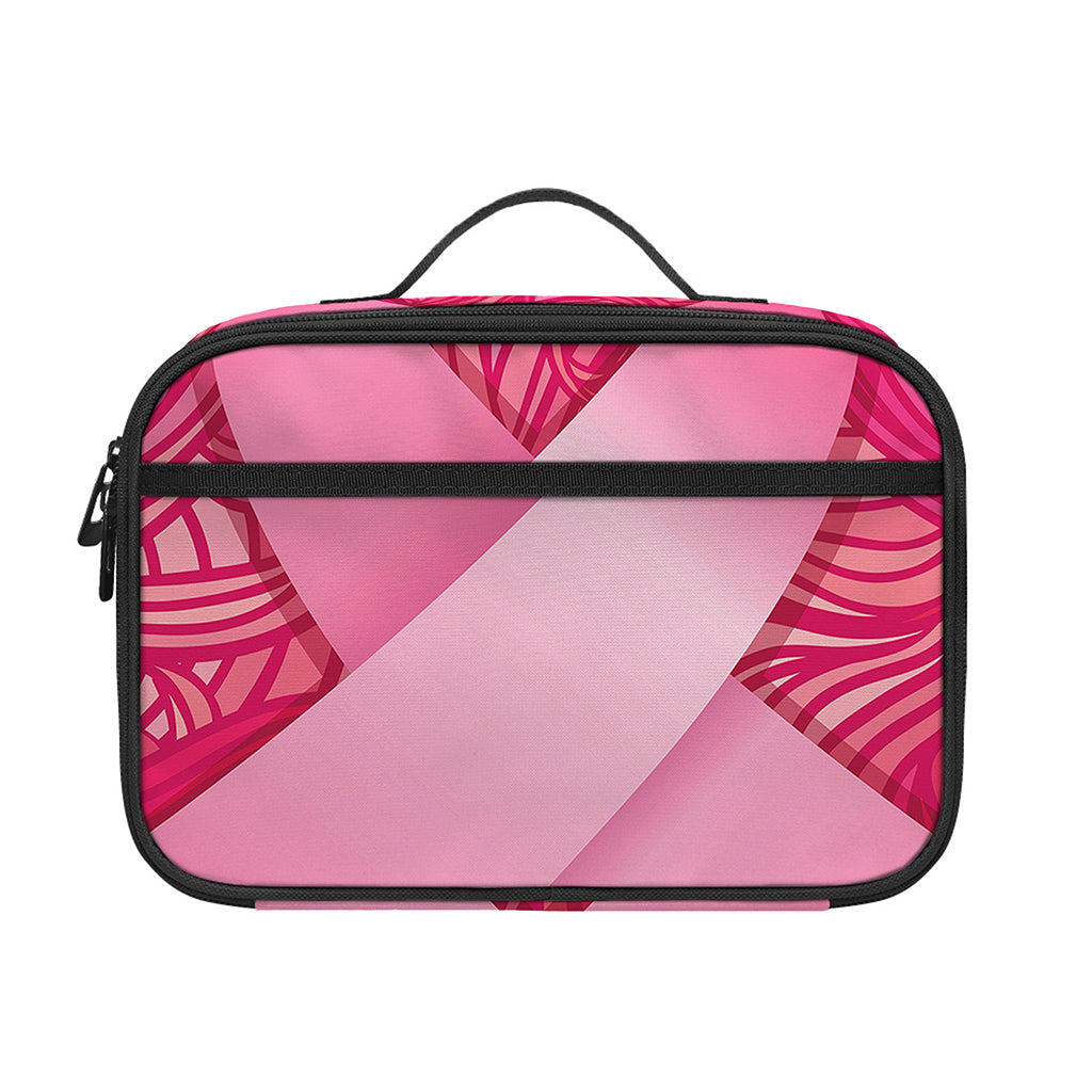 Breast Cancer Awareness Ribbon Print Portable Lunch Bag