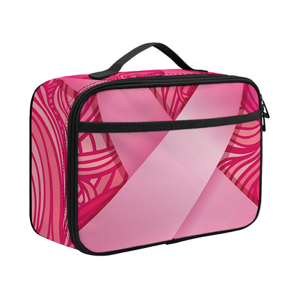 Breast Cancer Awareness Ribbon Print Portable Lunch Bag