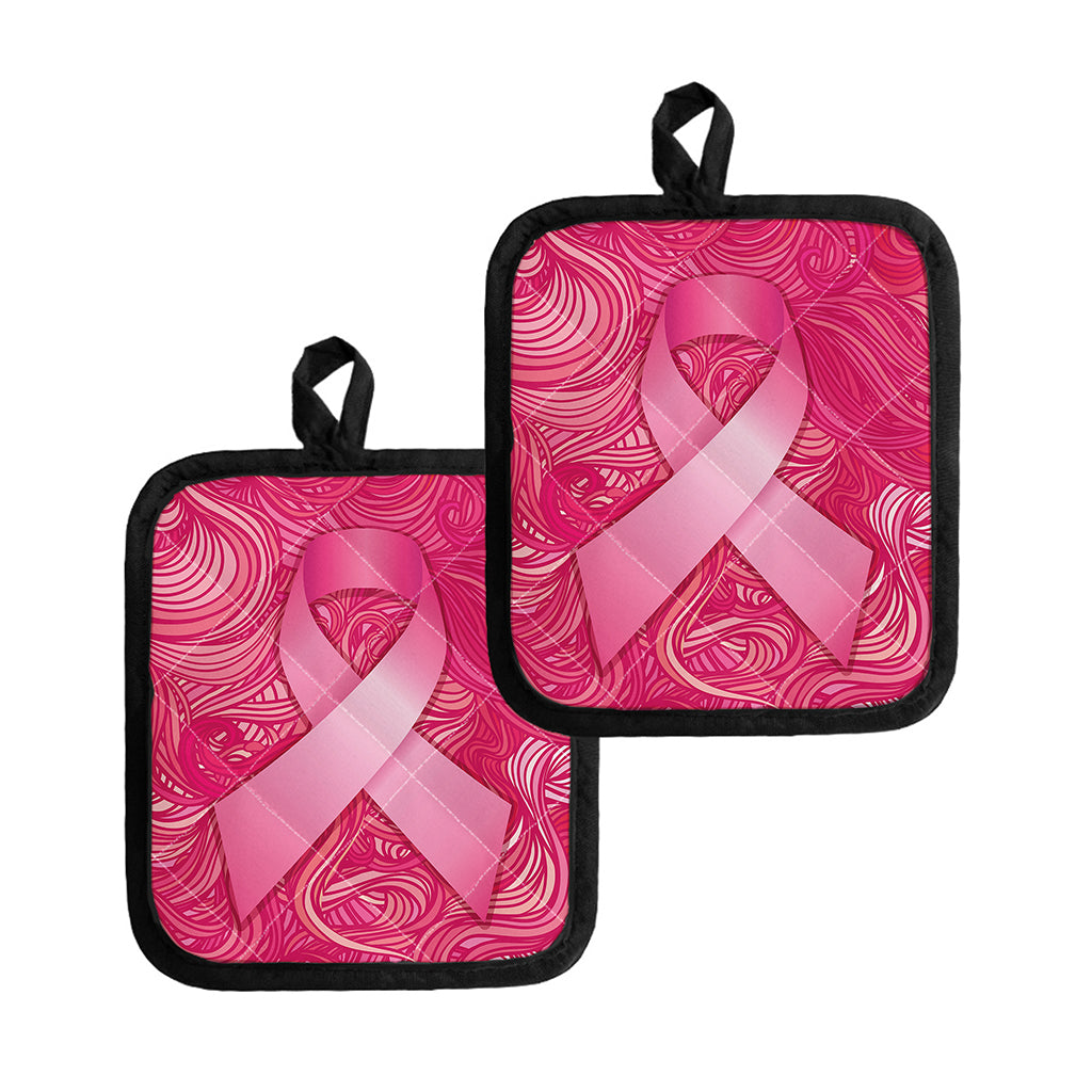 Breast Cancer Awareness Ribbon Print Pot Holders