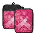 Breast Cancer Awareness Ribbon Print Pot Holders With Pocket