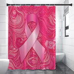 Breast Cancer Awareness Ribbon Print Premium Shower Curtain