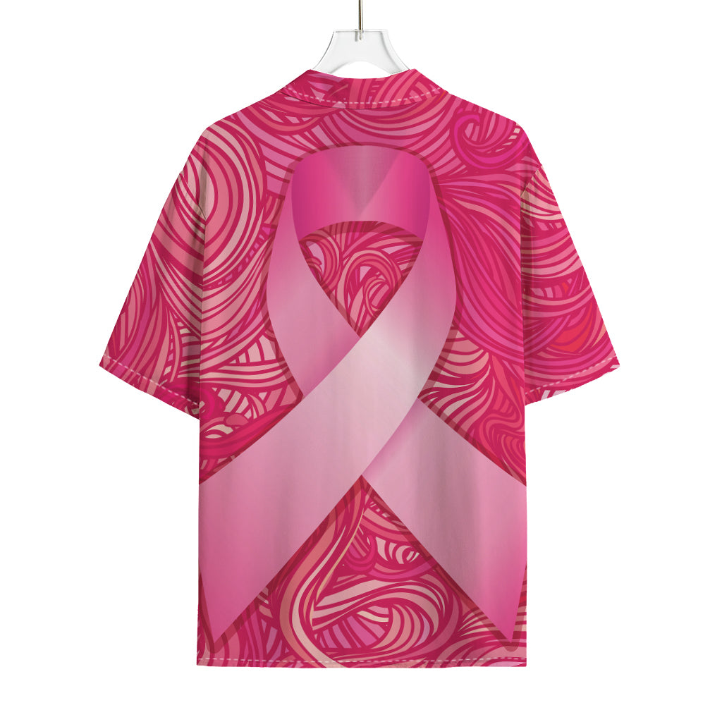 Breast Cancer Awareness Ribbon Print Rayon Hawaiian Shirt