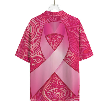 Breast Cancer Awareness Ribbon Print Rayon Hawaiian Shirt
