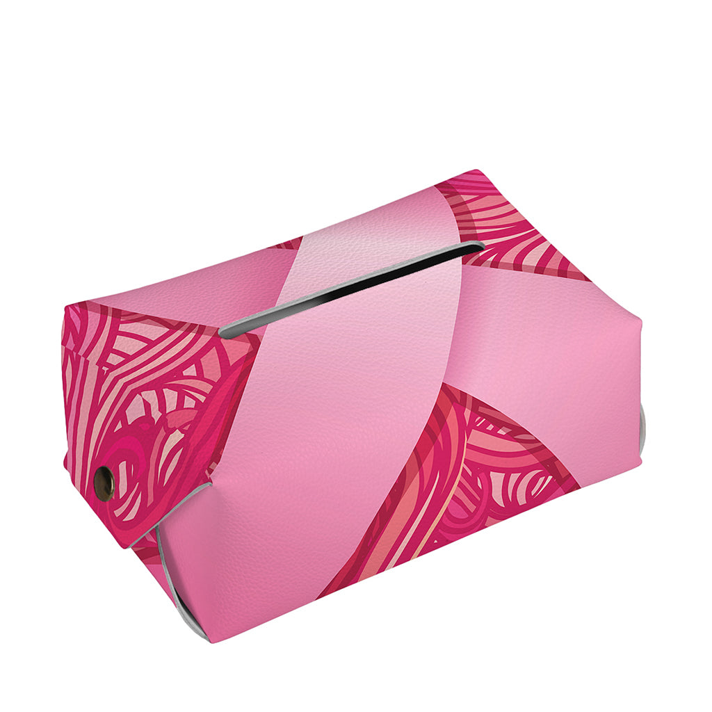 Breast Cancer Awareness Ribbon Print Rectangle Tissue Box Cover