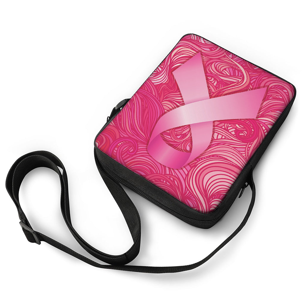 Breast Cancer Awareness Ribbon Print Rectangular Crossbody Bag