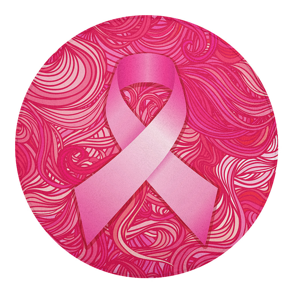 Breast Cancer Awareness Ribbon Print Round Blanket