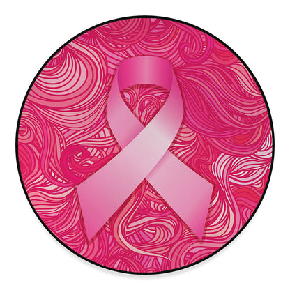 Breast Cancer Awareness Ribbon Print Round Floor Mat