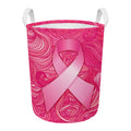 Breast Cancer Awareness Ribbon Print Round Laundry Basket