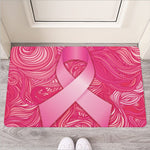 Breast Cancer Awareness Ribbon Print Rubber Doormat