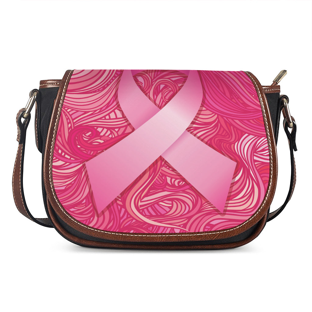 Breast Cancer Awareness Ribbon Print Saddle Bag