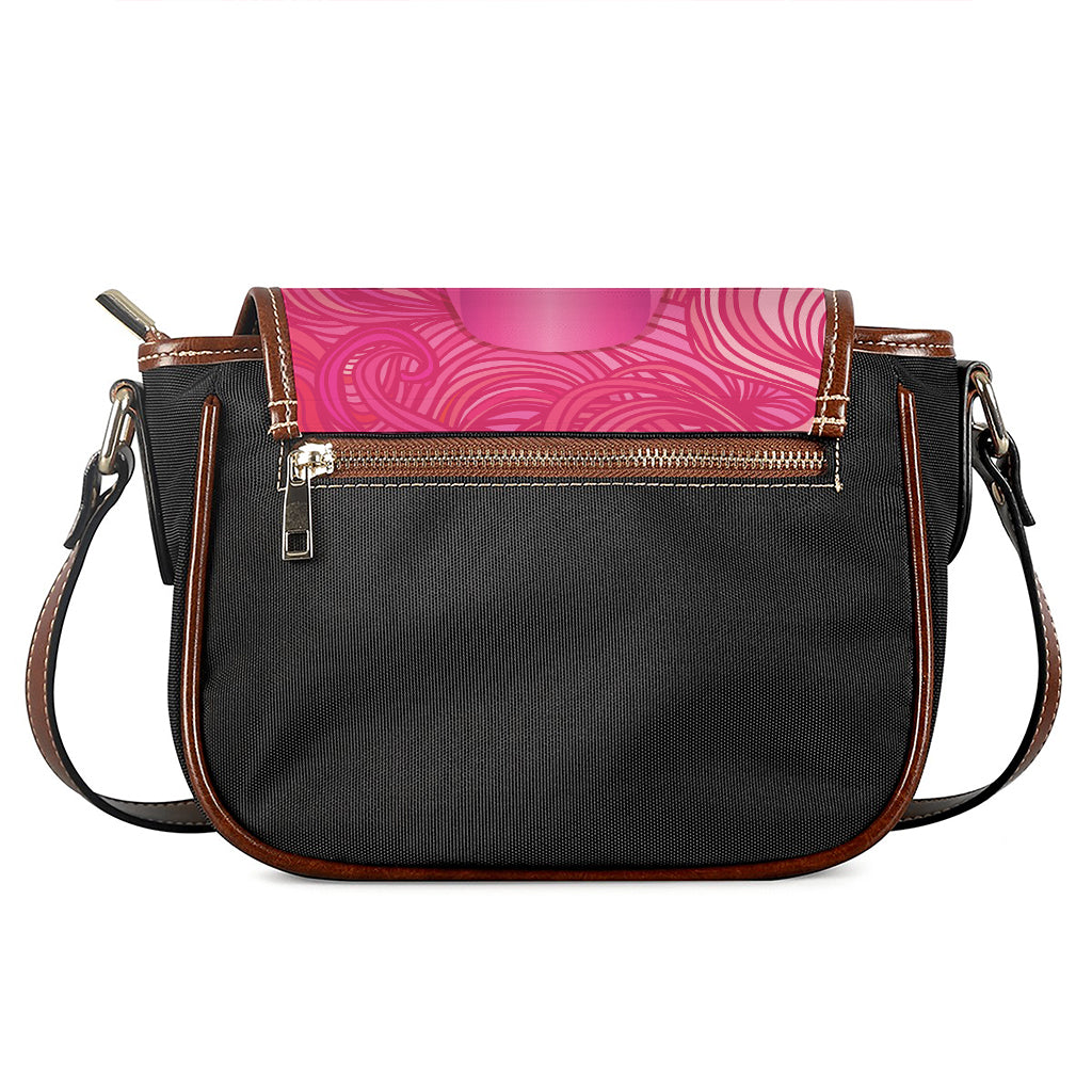 Breast Cancer Awareness Ribbon Print Saddle Bag
