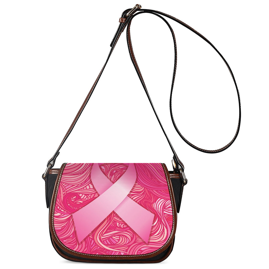 Breast Cancer Awareness Ribbon Print Saddle Bag