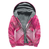 Breast Cancer Awareness Ribbon Print Sherpa Lined Zip Up Hoodie