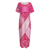 Breast Cancer Awareness Ribbon Print Short Sleeve Long Nightdress