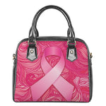 Breast Cancer Awareness Ribbon Print Shoulder Handbag