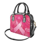 Breast Cancer Awareness Ribbon Print Shoulder Handbag