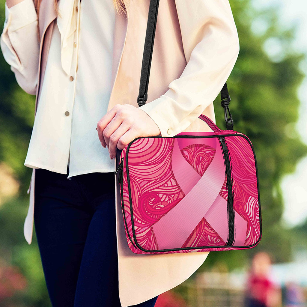 Breast Cancer Awareness Ribbon Print Shoulder Strap Bible Bag