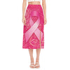 Breast Cancer Awareness Ribbon Print Side Slit Midi Skirt