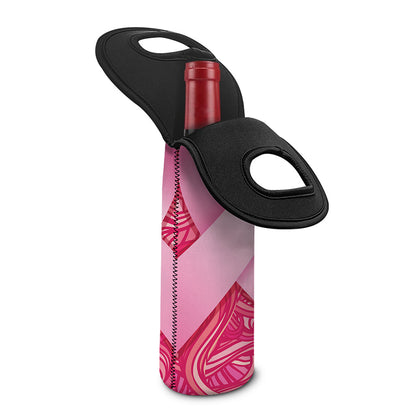 Breast Cancer Awareness Ribbon Print Single Neoprene Wine Tote