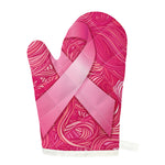 Breast Cancer Awareness Ribbon Print Single Oven Mitt
