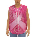 Breast Cancer Awareness Ribbon Print Sleeveless Baseball Jersey