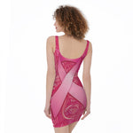 Breast Cancer Awareness Ribbon Print Sleeveless Bodycon Dress