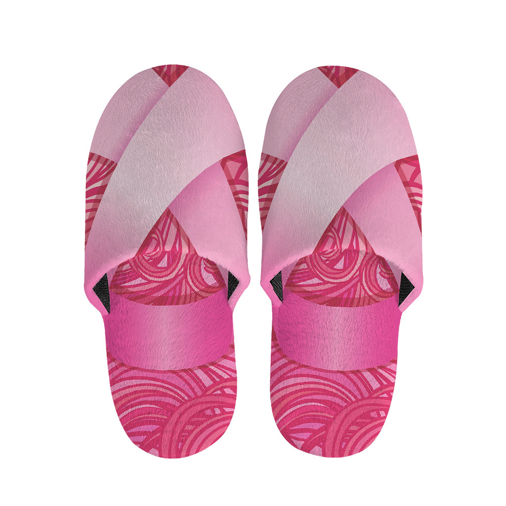 Breast Cancer Awareness Ribbon Print Slippers