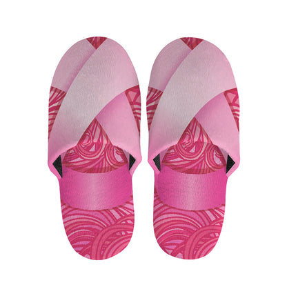 Breast Cancer Awareness Ribbon Print Slippers
