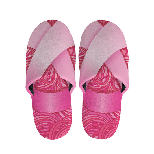 Breast Cancer Awareness Ribbon Print Slippers