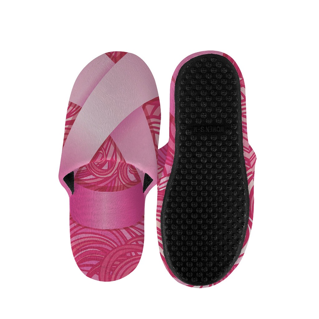 Breast Cancer Awareness Ribbon Print Slippers