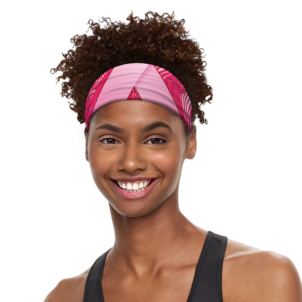 Breast Cancer Awareness Ribbon Print Sports Headband