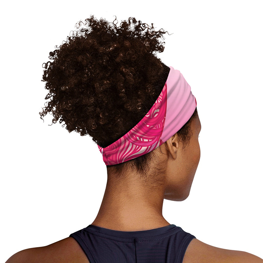 Breast Cancer Awareness Ribbon Print Sports Headband