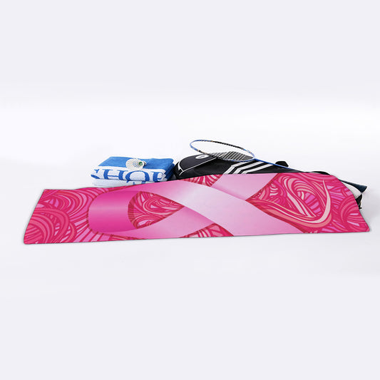 Breast Cancer Awareness Ribbon Print Sports Towel