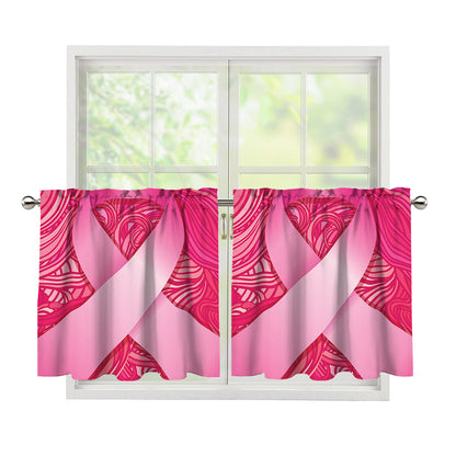 Breast Cancer Awareness Ribbon Print Tier Curtains