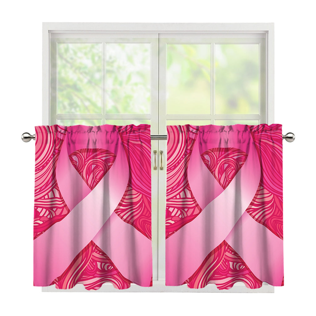 Breast Cancer Awareness Ribbon Print Tier Curtains