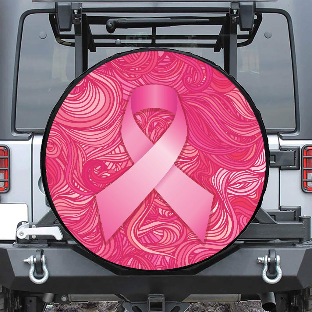Breast Cancer Awareness Ribbon Print Tire Cover