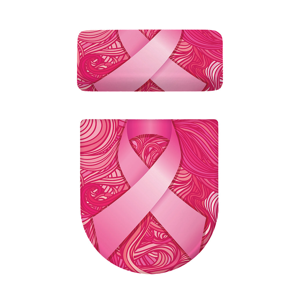 Breast Cancer Awareness Ribbon Print Toilet Lid And Tank Cover Set