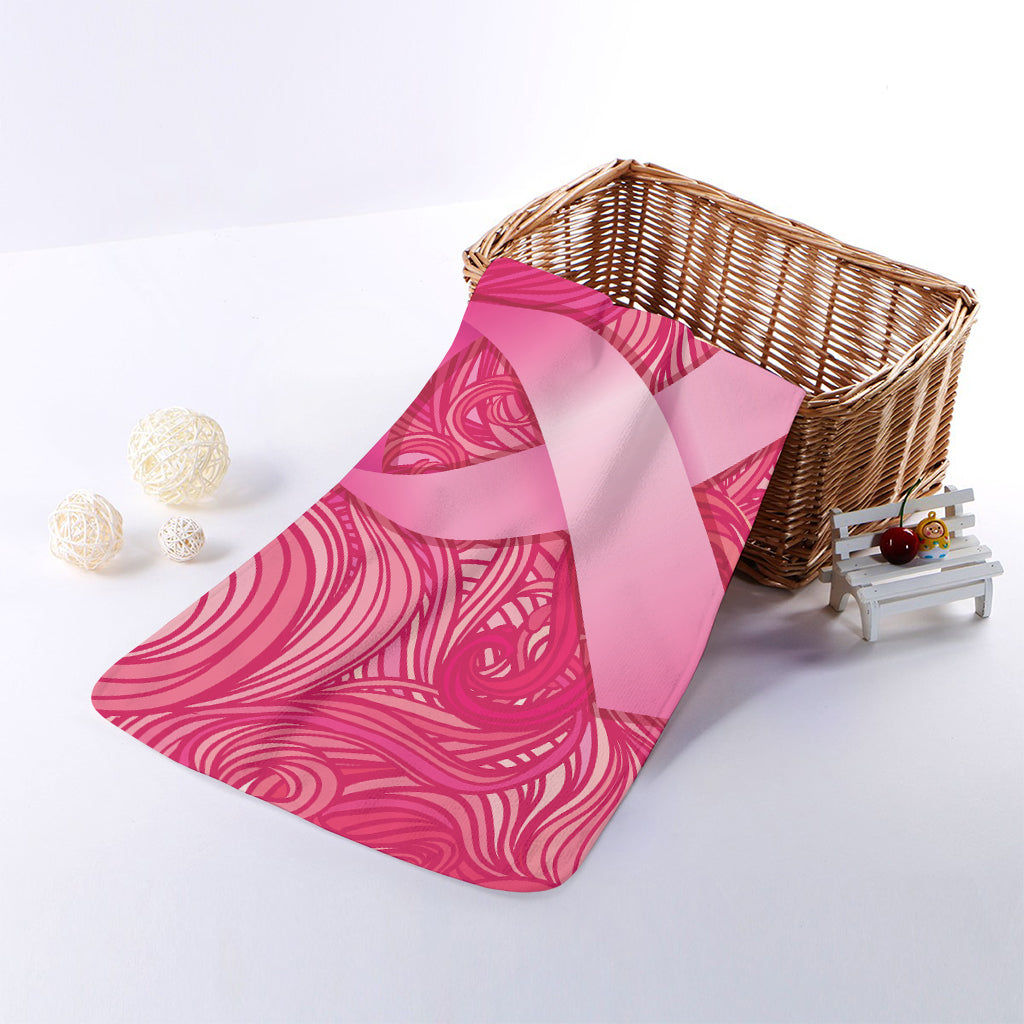Breast Cancer Awareness Ribbon Print Towel