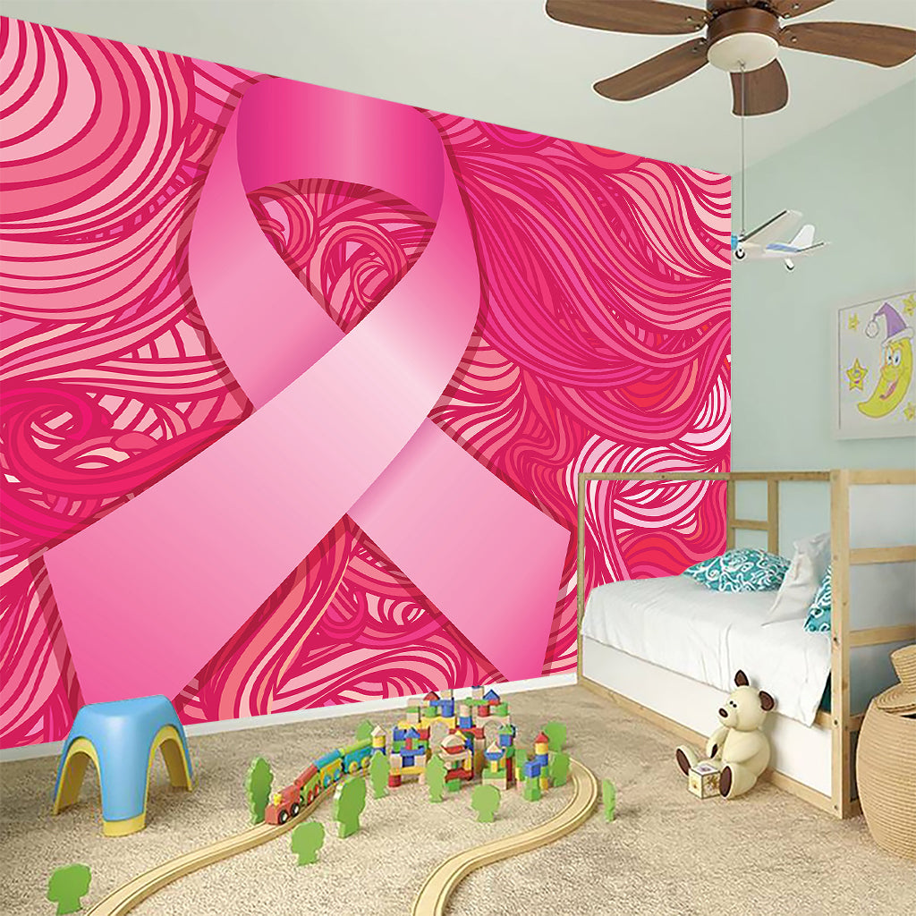 Breast Cancer Awareness Ribbon Print Wall Sticker