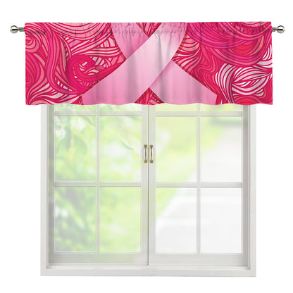 Breast Cancer Awareness Ribbon Print Window Valance
