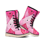 Breast Cancer Awareness Ribbon Print Winter Boots
