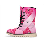Breast Cancer Awareness Ribbon Print Winter Boots