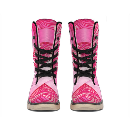 Breast Cancer Awareness Ribbon Print Winter Boots