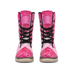 Breast Cancer Awareness Ribbon Print Winter Boots