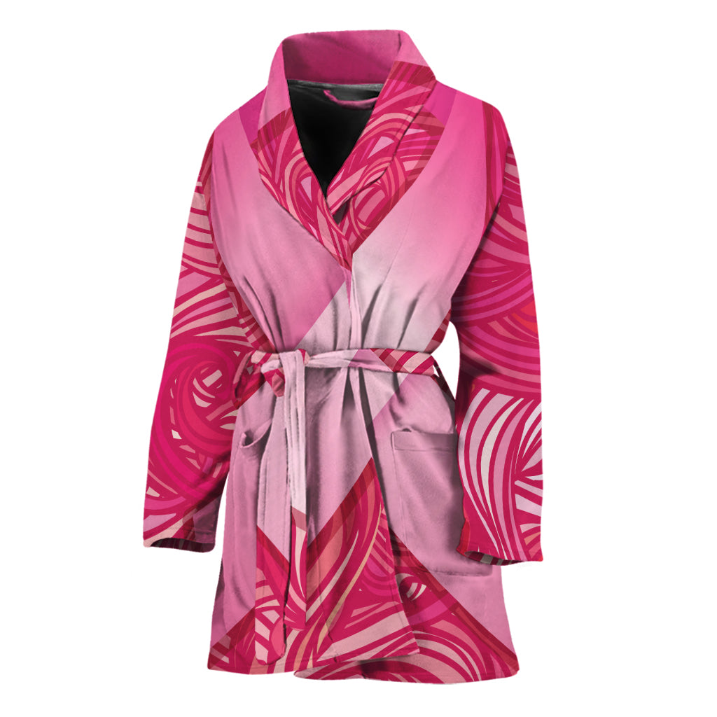 Breast Cancer Awareness Ribbon Print Women's Bathrobe