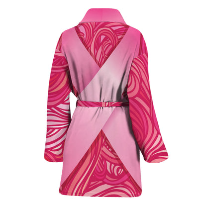 Breast Cancer Awareness Ribbon Print Women's Bathrobe