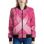 Breast Cancer Awareness Ribbon Print Women's Bomber Jacket