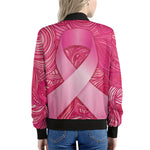 Breast Cancer Awareness Ribbon Print Women's Bomber Jacket