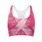 Breast Cancer Awareness Ribbon Print Women's Sports Bra